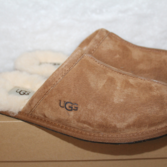 UGG SUEDE SHEARLING‎ CHESTNUT SLIDE SLIPPERS NEW! - Picture 8 of 8
